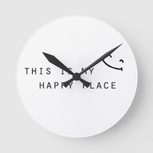 this is my happy place simple modern design round clock