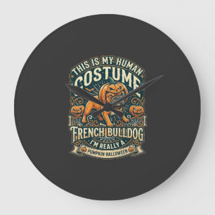 This Is My Human Costume French Bulldog Pumpkin Ha Large Clock