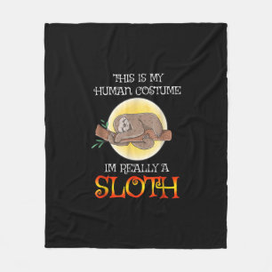 This is My Human Costume Funny Sloth Halloween Fleece Blanket