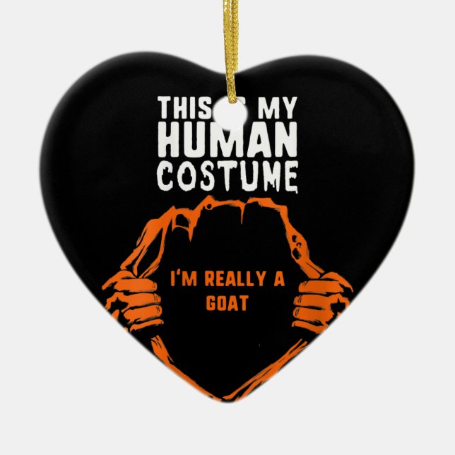 This Is My Human Costume Goat Gift Ceramic Tree Decoration (Front)