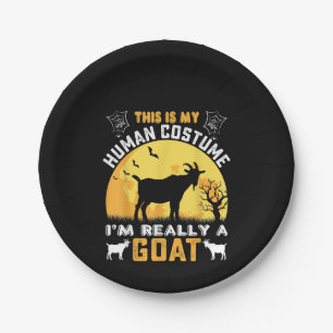 This Is My Human Costume Goat Gift Paper Plate