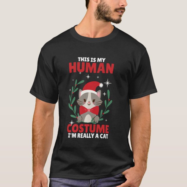 This Is My Human Costume I M Really A Cat Funny Ch T-Shirt (Front)