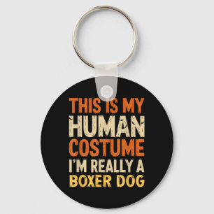 This Is My Human Costume Im Boxer Dog Halloween Key Ring