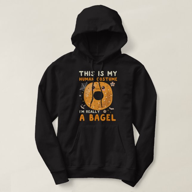 This Is My Human Costume I'm Really A Bagel Hallow Hoodie (Design Front)