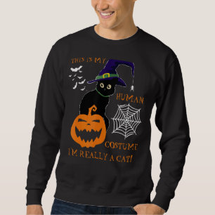 This Is My Human Costume I'm Really A Cat Pumkin H Sweatshirt