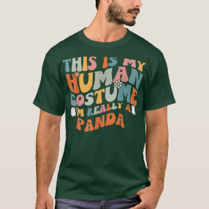 This Is My Human Costume I'm Really A Panda Retro T-Shirt