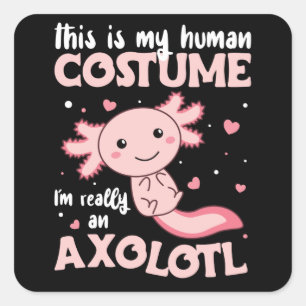 this is my human costume im really an axolotl square sticker