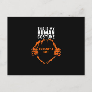 This Is My Human Costume Im Really Goat Halloween Postcard