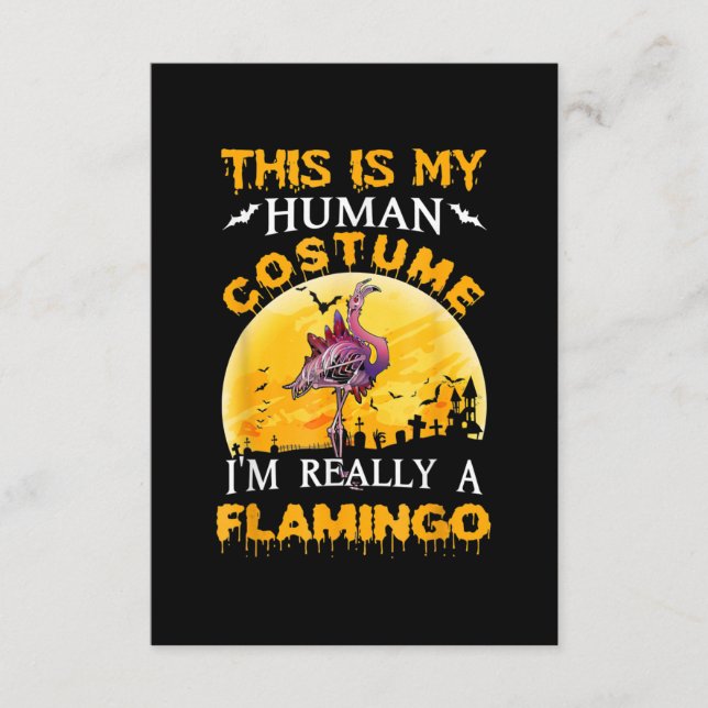 This Is My Human Costume Really Flamingo Halloween Enclosure Card (Front)