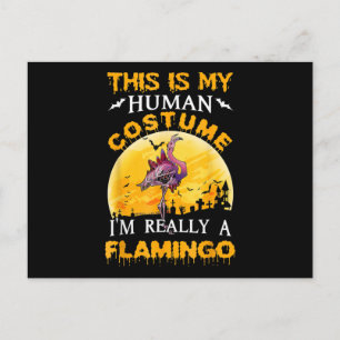 This Is My Human Costume Really Flamingo Halloween Invitation Postcard