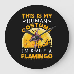 This Is My Human Costume Really Flamingo Halloween Large Clock