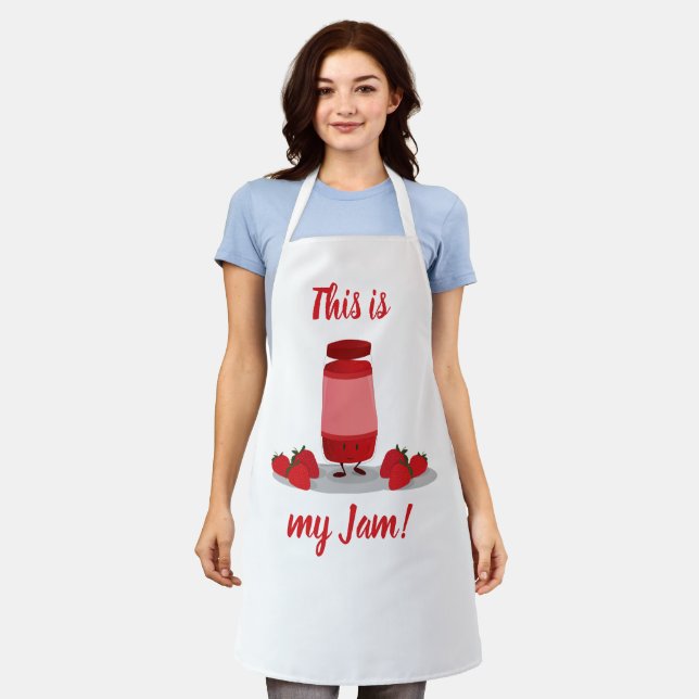 This is my Jam Strawberry Food Pun Apron (Worn)