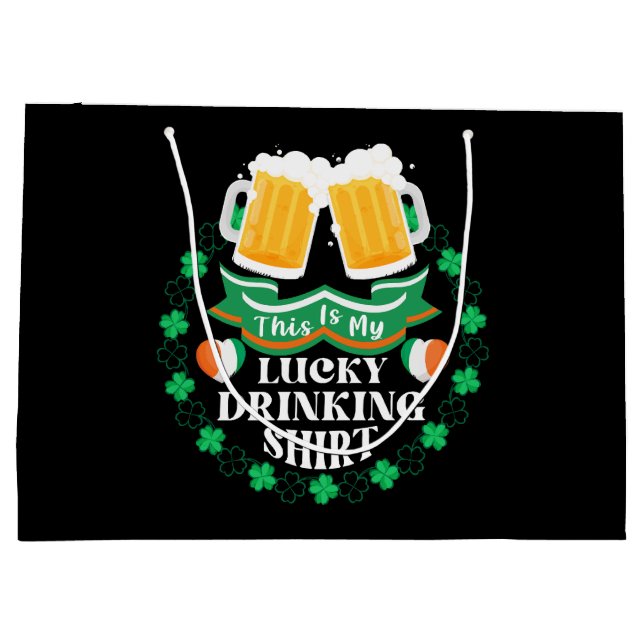 This Is My Lucky Drinking Beer St. Patrick's Day Large Gift Bag (Back)