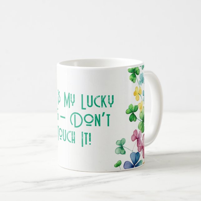 This Is My Lucky  Mug  with colourful clover leave (Front Right)