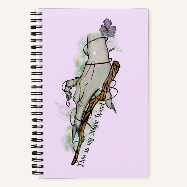 This Is My Magic Wand – Gothic Witch Hand Notebook (Front)