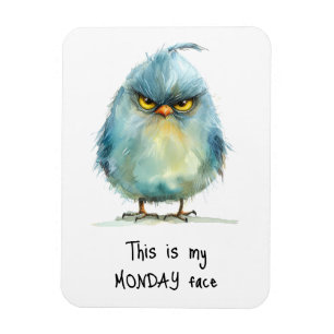 This is My Monday Face Grumpy Bird Fridge Magnet