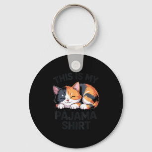 This Is My Pajama Funny Calico Cat  Key Ring