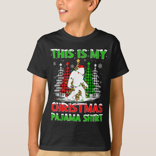This Is My Pajama Shirt Bigfoot Xmas Tree Plaid Ch (Front)