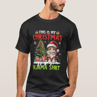 This is My Pajama Shirt Cute Pixie Bob Cat Santa C