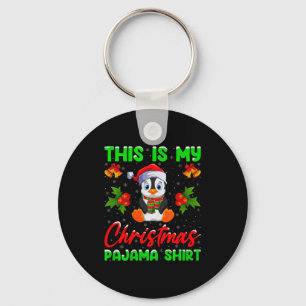 This Is My Penguin Christmas Pajamas Funny Penguin Key Ring