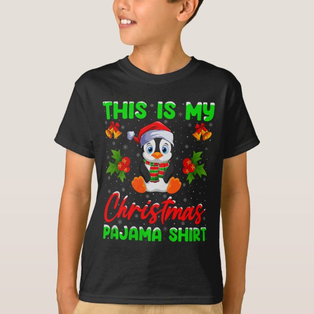 This Is My Penguin Christmas Pajamas Funny Penguin T-Shirt (Front)