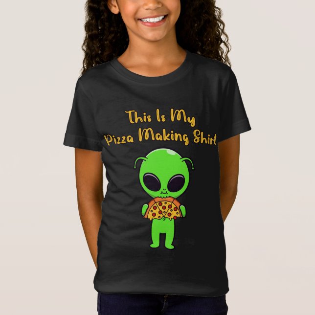 This Is My Pizza Making Funny Alien Eating Pizza T-Shirt (Front)