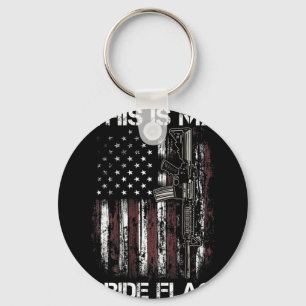This Is My Pride Flag Gun Usa American 4th Of July Key Ring