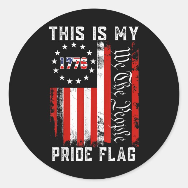 This Is My Pride Flag Usa American 4th Of July Pat Classic Round Sticker (Front)