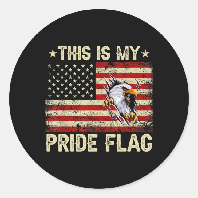 This Is My Pride Flag Usa American 4Th Of July Pat Classic Round Sticker (Front)