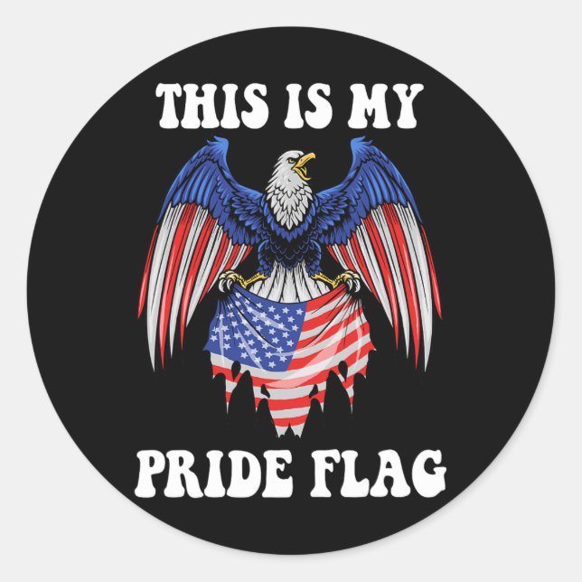 This Is My Pride Flag Usa Funny 4th - Fourth Of Ju Classic Round Sticker (Front)