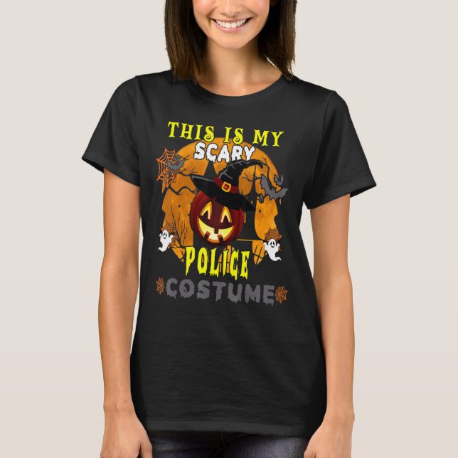 This Is My Scary  Police Costume Scary Pumpkin T-Shirt (Front)