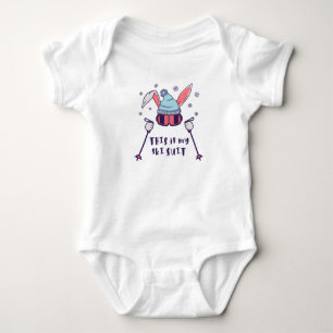 This is my Ski Suit Skiing Rabbit with ski poles Baby Bodysuit