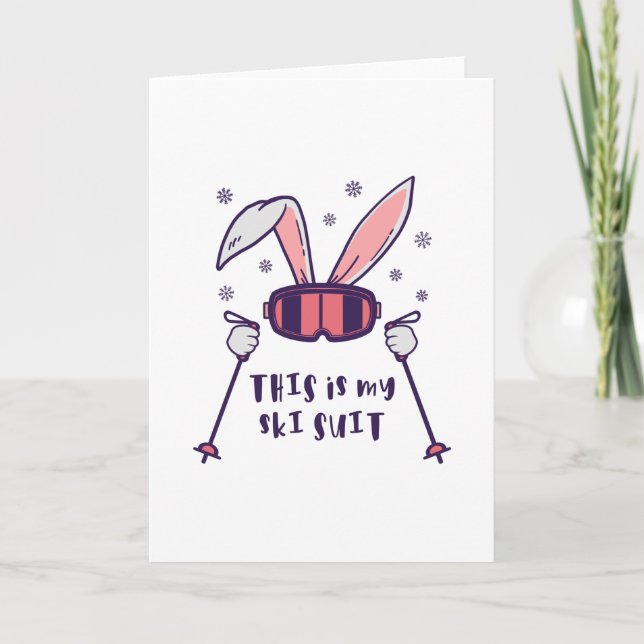 This is my Ski Suit Skiing Rabbit with ski poles Card (Front)