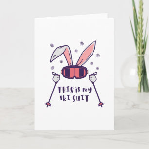 This is my Ski Suit Skiing Rabbit with ski poles Card