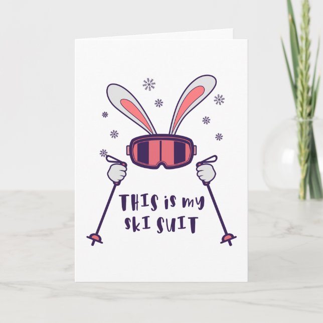 This is my Ski Suit Skiing Rabbit with ski poles Card (Front)