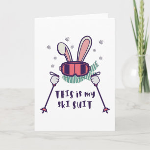 This is my Ski Suit Skiing Rabbit with ski poles Card