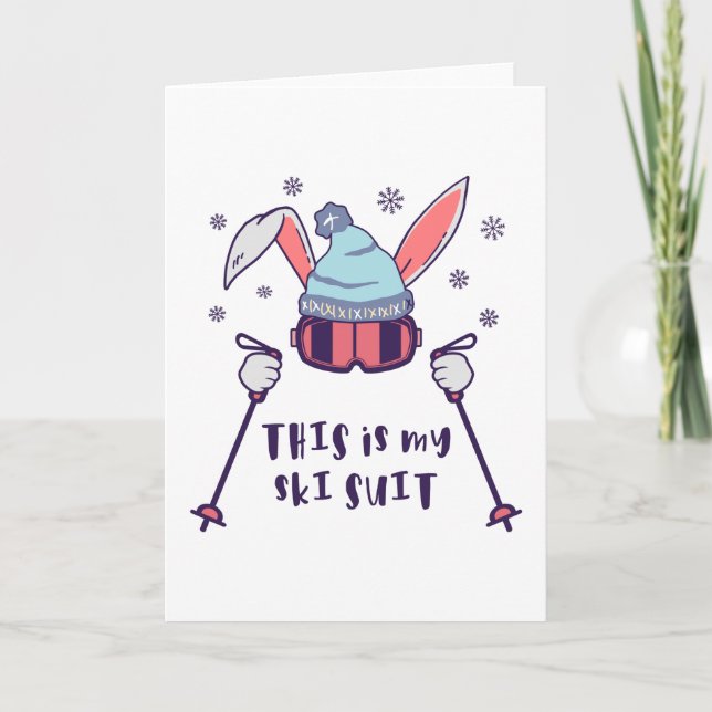 This is my Ski Suit Skiing Rabbit with ski poles Card (Front)