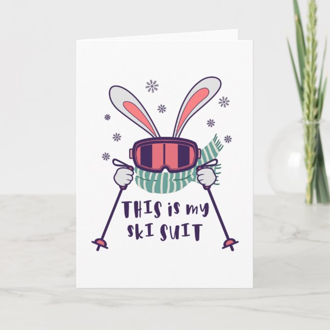This is my Ski Suit Skiing Rabbit with ski poles Card (Front)