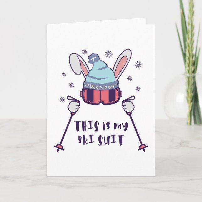 This is my Ski Suit Skiing Rabbit with ski poles Card (Front)