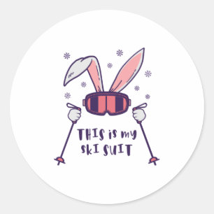 This is my Ski Suit Skiing Rabbit with ski poles Classic Round Sticker