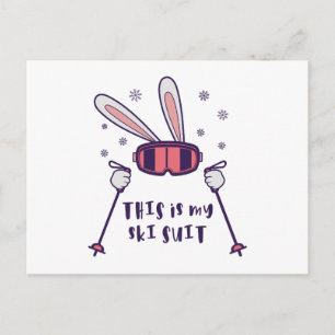 This is my Ski Suit Skiing Rabbit with ski poles Postcard
