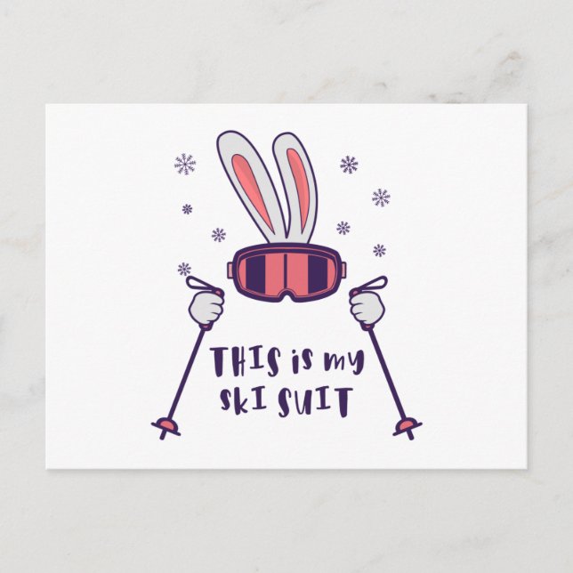 This is my Ski Suit Skiing Rabbit with ski poles Postcard (Front)