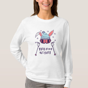 This is my Ski Suit Skiing Rabbit with ski poles T-Shirt