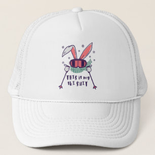 This is my Ski Suit Skiing Rabbit with ski poles Trucker Hat