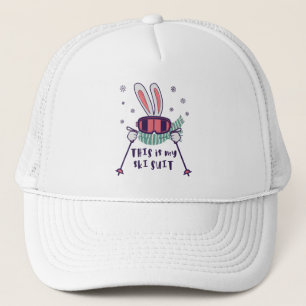 This is my Ski Suit Skiing Rabbit with ski poles Trucker Hat