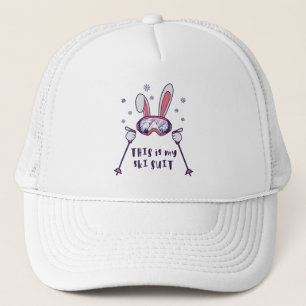 This is my Ski Suit Skiing Rabbit with ski poles Trucker Hat