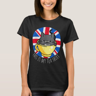 This is My Tea Tuxedo Cat British Flag T-Shirt