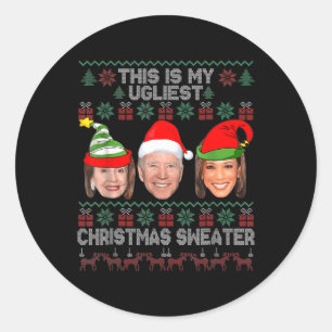 This Is My Ugliest Christmas Anti-Biden Fun Xmas Classic Round Sticker