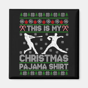 This Is My Ugly Christmas Pajama Baseball Funny Wi Magnet