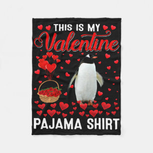 This Is My Valentine Shirt Penguin Red Heart Anima Fleece Blanket
